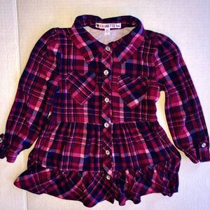 𝅺NWOT Girls 2T Nannette Kids LS Plaid Button Down Shirt